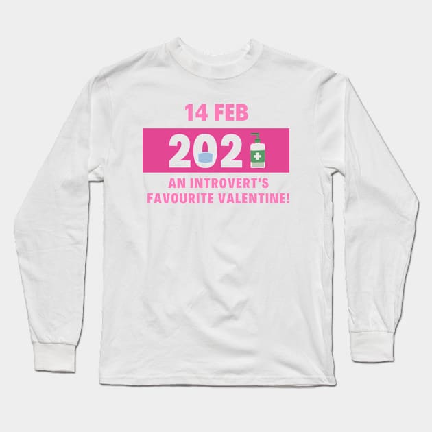 Valentine's Day 2021 Introvert Social Distance Long Sleeve T-Shirt by kareemelk